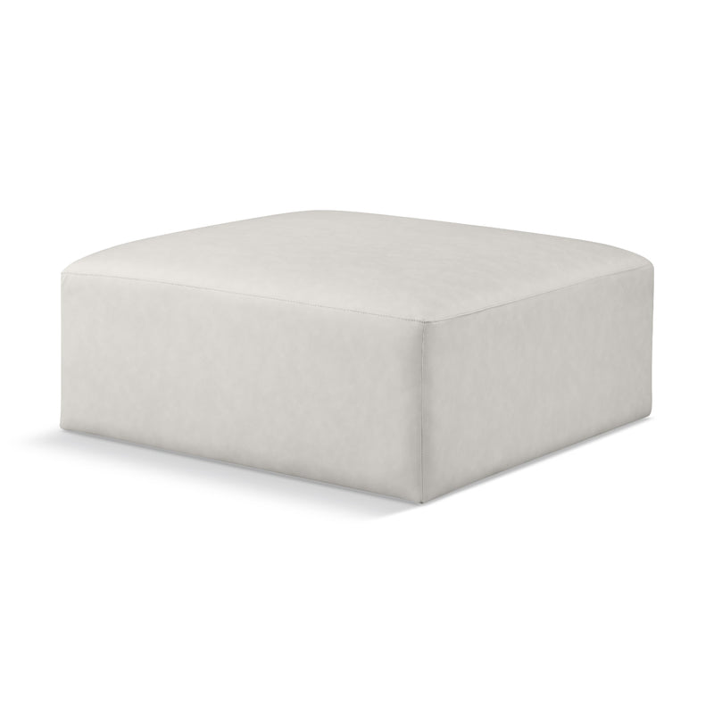 Meridian Cube Cream Vegan Leather Ottoman IMAGE 1