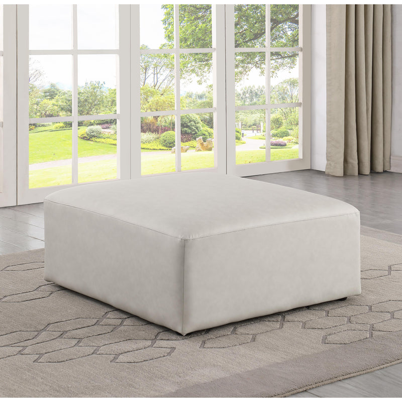 Meridian Cube Cream Vegan Leather Ottoman IMAGE 2