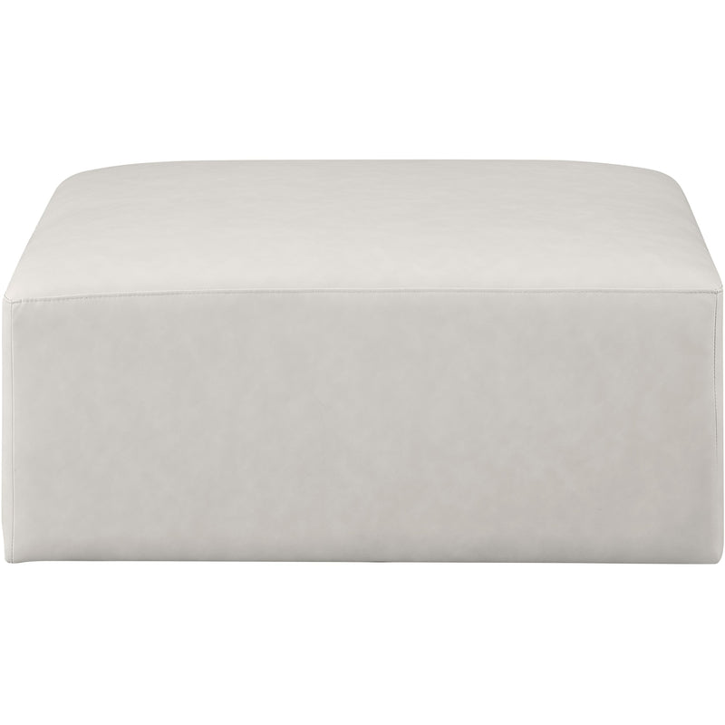 Meridian Cube Cream Vegan Leather Ottoman IMAGE 3