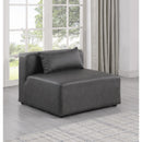 Meridian Cube Charcoal Grey Vegan Leather Armless Chair IMAGE 2