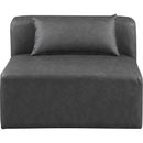 Meridian Cube Charcoal Grey Vegan Leather Armless Chair IMAGE 4