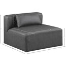 Meridian Cube Charcoal Grey Vegan Leather Armless Chair IMAGE 9