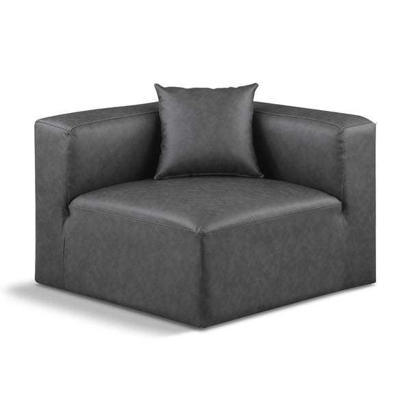 Meridian Cube Charcoal Grey Vegan Leather Corner Chair IMAGE 1