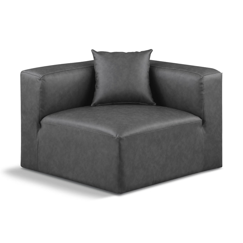 Meridian Cube Charcoal Grey Vegan Leather Corner Chair IMAGE 1
