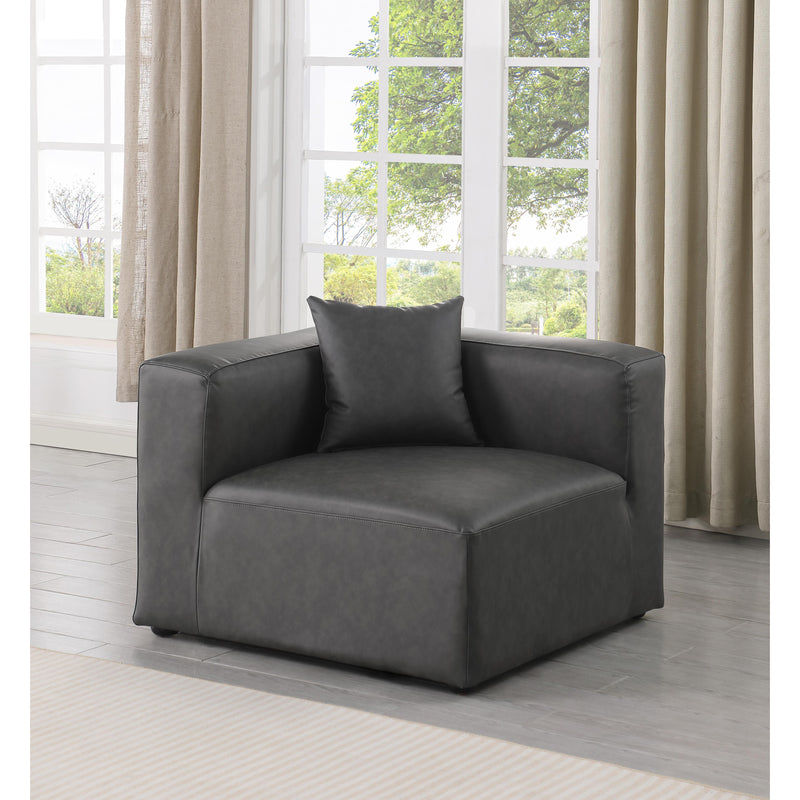 Meridian Cube Charcoal Grey Vegan Leather Corner Chair IMAGE 2