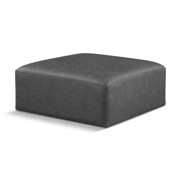 Meridian Cube Charcoal Grey Vegan Leather Ottoman IMAGE 1