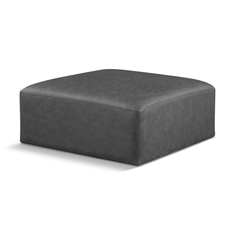 Meridian Cube Charcoal Grey Vegan Leather Ottoman IMAGE 1