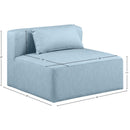 Meridian Cube Light Blue Vegan Leather Armless Chair IMAGE 10
