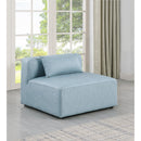 Meridian Cube Light Blue Vegan Leather Armless Chair IMAGE 2