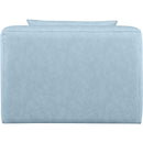 Meridian Cube Light Blue Vegan Leather Armless Chair IMAGE 3