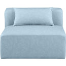 Meridian Cube Light Blue Vegan Leather Armless Chair IMAGE 4
