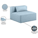 Meridian Cube Light Blue Vegan Leather Armless Chair IMAGE 9