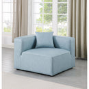 Meridian Cube Light Blue Vegan Leather Corner Chair IMAGE 2