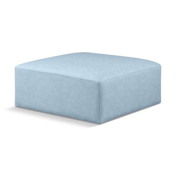 Meridian Cube Light Blue Vegan Leather Ottoman IMAGE 1