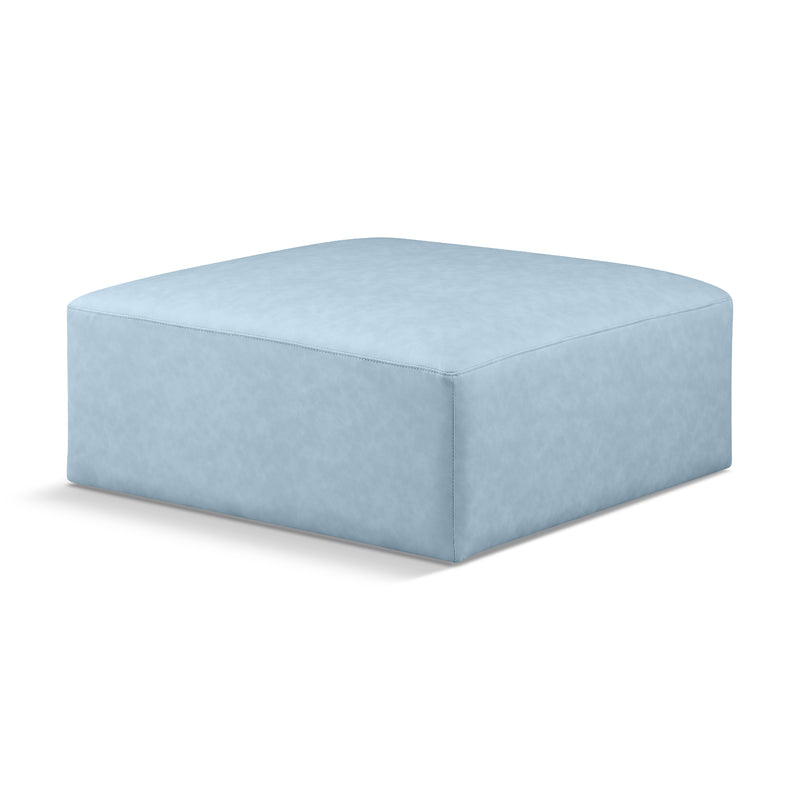 Meridian Cube Light Blue Vegan Leather Ottoman IMAGE 1