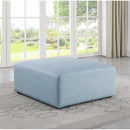 Meridian Cube Light Blue Vegan Leather Ottoman IMAGE 2