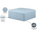 Meridian Cube Light Blue Vegan Leather Ottoman IMAGE 6