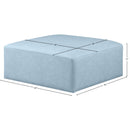Meridian Cube Light Blue Vegan Leather Ottoman IMAGE 7