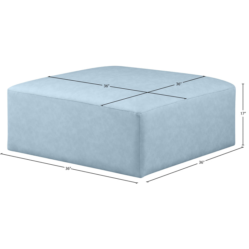 Meridian Cube Light Blue Vegan Leather Ottoman IMAGE 7