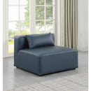 Meridian Cube Navy Blue Vegan Leather Armless Chair IMAGE 2