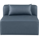 Meridian Cube Navy Blue Vegan Leather Armless Chair IMAGE 4