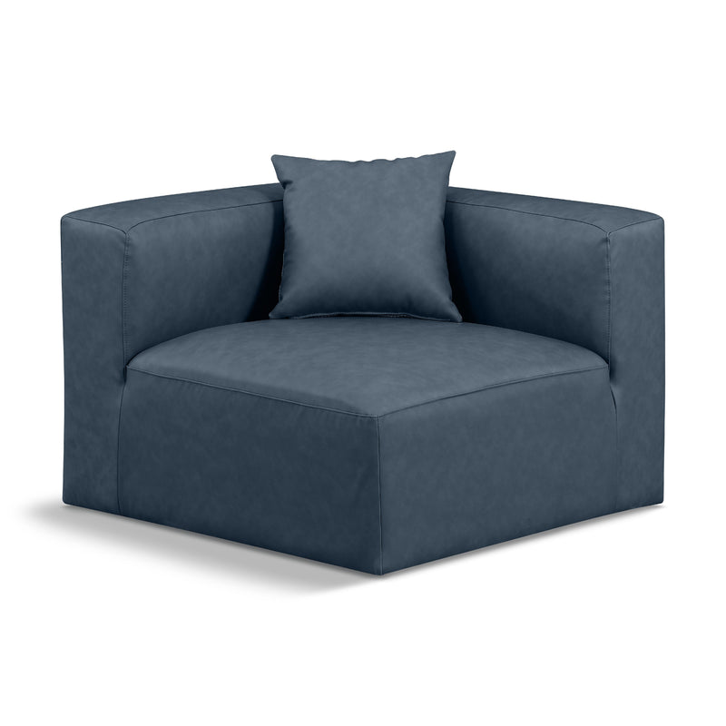 Meridian Cube Navy Blue Vegan Leather Corner Chair IMAGE 1