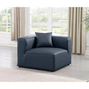 Meridian Cube Navy Blue Vegan Leather Corner Chair IMAGE 2