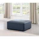 Meridian Cube Navy Blue Vegan Leather Ottoman IMAGE 2