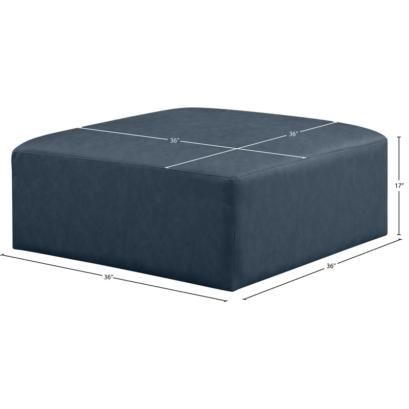 Meridian Cube Navy Blue Vegan Leather Ottoman IMAGE 7