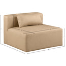 Meridian Cube Tan Vegan Leather Armless Chair IMAGE 10