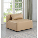 Meridian Cube Tan Vegan Leather Armless Chair IMAGE 2