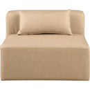 Meridian Cube Tan Vegan Leather Armless Chair IMAGE 4