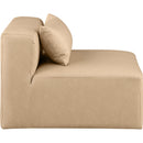 Meridian Cube Tan Vegan Leather Armless Chair IMAGE 6