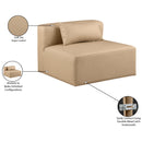 Meridian Cube Tan Vegan Leather Armless Chair IMAGE 9