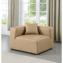 Meridian Cube Tan Vegan Leather Corner Chair IMAGE 2
