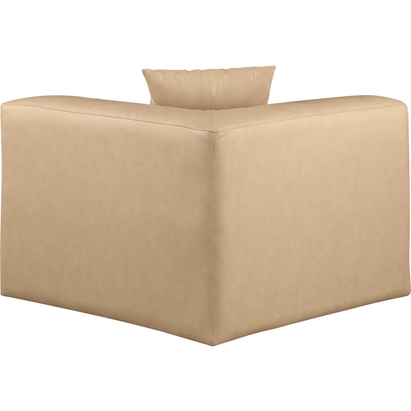 Meridian Cube Tan Vegan Leather Corner Chair IMAGE 3