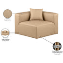 Meridian Cube Tan Vegan Leather Corner Chair IMAGE 9