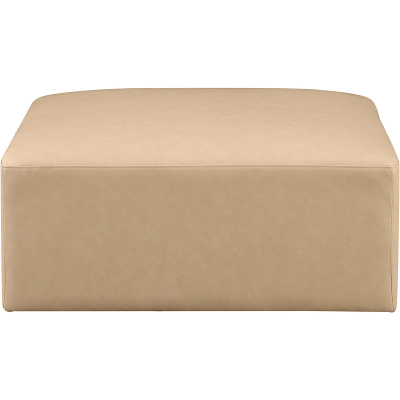 Meridian Cube Tan Vegan Leather Ottoman IMAGE 3