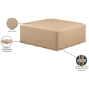 Meridian Cube Tan Vegan Leather Ottoman IMAGE 6