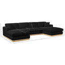 Meridian Johanna Black Linen Textured Fabric 3 pc Sectional (3 Boxes) IMAGE 17