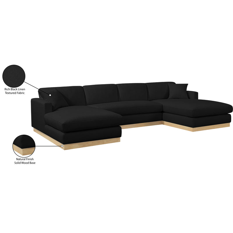 Meridian Johanna Black Linen Textured Fabric 3 pc Sectional (3 Boxes) IMAGE 18