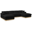 Meridian Johanna Black Linen Textured Fabric 3 pc Sectional (3 Boxes) IMAGE 1