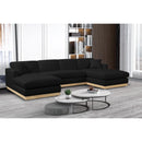 Meridian Johanna Black Linen Textured Fabric 3 pc Sectional (3 Boxes) IMAGE 2