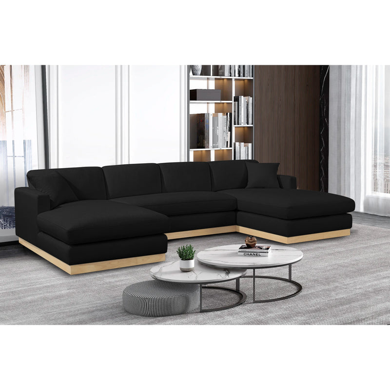 Meridian Johanna Black Linen Textured Fabric 3 pc Sectional (3 Boxes) IMAGE 2