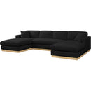 Meridian Johanna Black Linen Textured Fabric 3 pc Sectional (3 Boxes) IMAGE 3