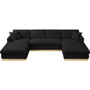 Meridian Johanna Black Linen Textured Fabric 3 pc Sectional (3 Boxes) IMAGE 6