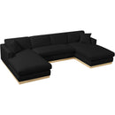 Meridian Johanna Black Linen Textured Fabric 3 pc Sectional (3 Boxes) IMAGE 7