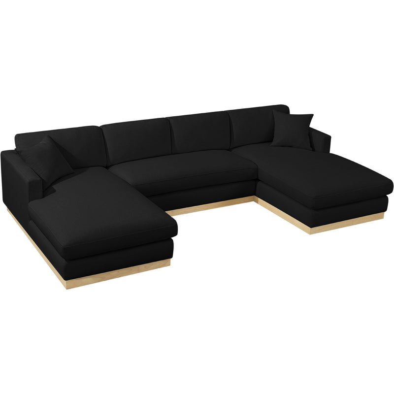 Meridian Johanna Black Linen Textured Fabric 3 pc Sectional (3 Boxes) IMAGE 7