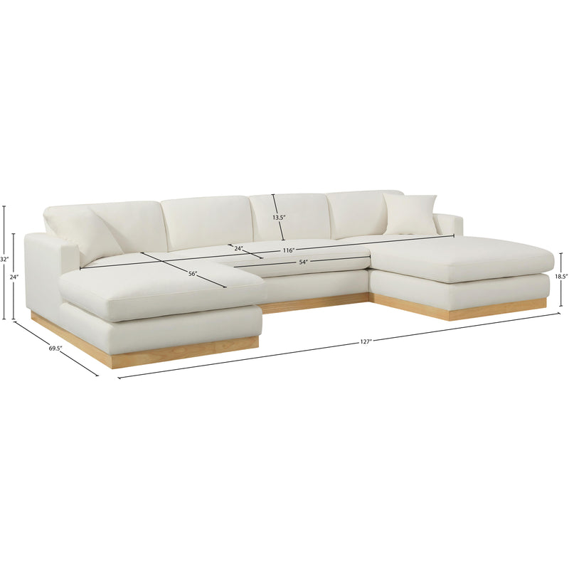 Meridian Johanna Cream Linen Textured Fabric 3 pc Sectional (3 Boxes) IMAGE 17