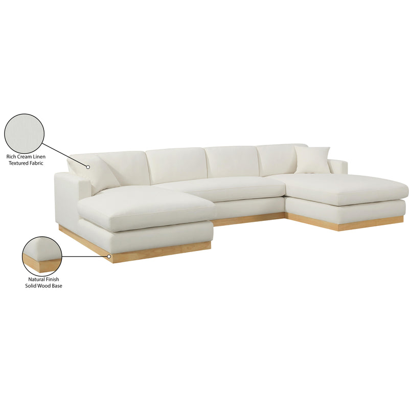 Meridian Johanna Cream Linen Textured Fabric 3 pc Sectional (3 Boxes) IMAGE 18